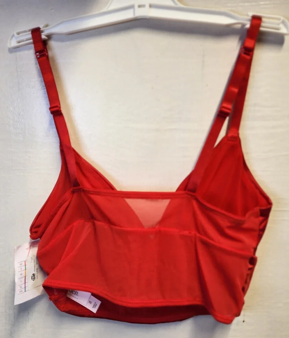 New Auden Women's Red V-Neck Wireless Bralette Adjustable Straps Size XS